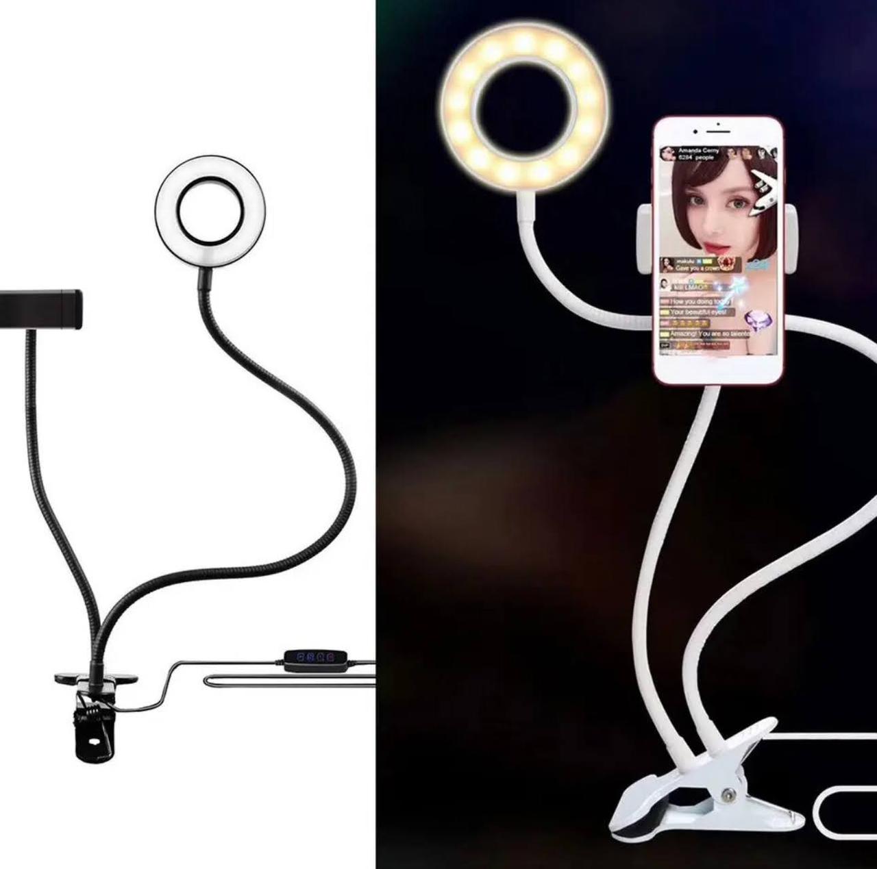 Кільцева лампа для відео та фото FS-019 (5 Вт, на USB) c тримачем для телефону на прищіпці, з гнучкою ніжкою, фото 1