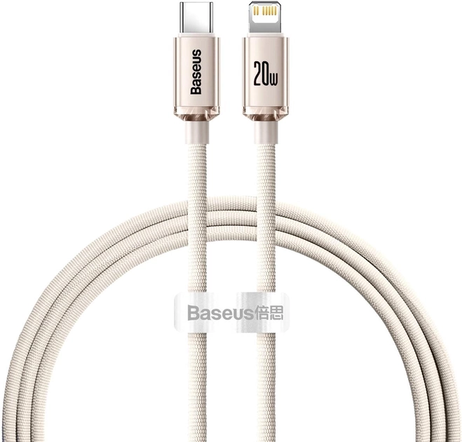Кабель зарядный Lightning Baseus Type-C to Lightning Crystal Shine Series PD 20W 1.2 м Pink (CAJY001304)