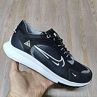 Nike Aktiv Sport ! Кожаные черные кроссовки на белой подошве sport стиль найк, кросовки мужские