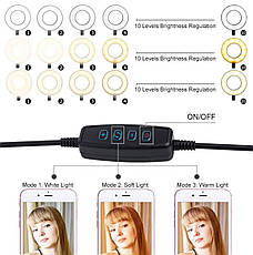 Кільцева лампа для відео та фото FS-019 (5 Вт, на USB) c тримачем для телефону на прищіпці, з гнучкою ніжкою Чорний, фото 3