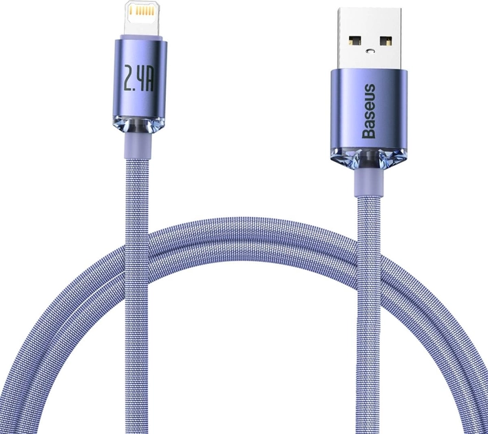 Кабель зарядный Baseus USB - Lightning Crystal Shine Series 2.4А 20Вт 2 м Purple (CAJY000105)