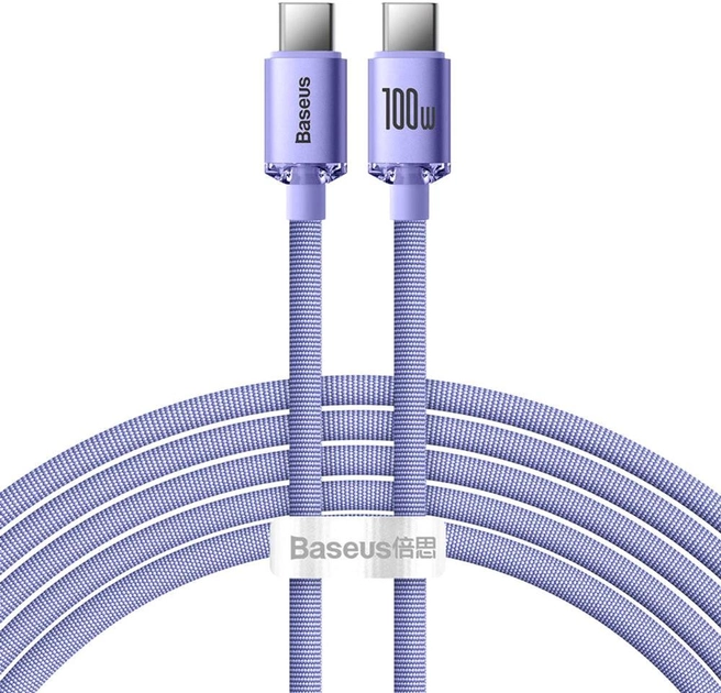 Кабель зарядний Baseus USB Type-C to Type-C USB C Crystal Shine Series 100 Вт 1.2 м Purple (CAJY000605)