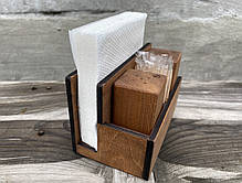 Набір для серветок, спецій та зубочисток для ресторану (№8). Спецівники у комплекті. Колір горіх, фото 4