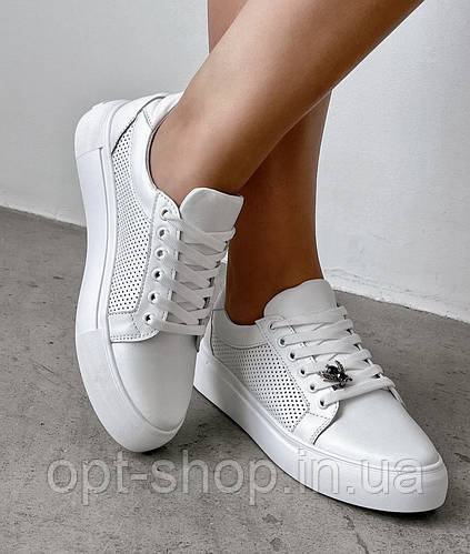 Кеды мокасины женские летние кожаные белые перфорированные в дырочку 36 ...