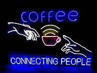 Неоновая вывеска COFFEE CONNECTING PEOPLE (900х600)