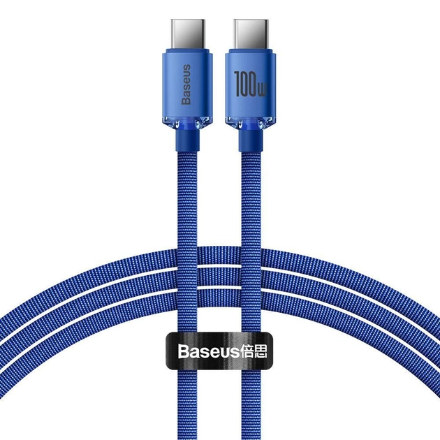 Кабель зарядный Baseus USB Type-C to Type-C USB C Crystal Shine Series 100 Вт 1.2 м Blue (CAJY000603)
