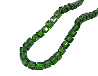 Бусины на нитке, стекло кубики 3мм, упаковка 95-100 шт, цвет зеленый
