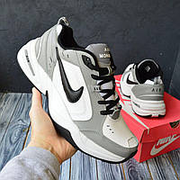Nike air Monarch білі з сірим, шкіра найк аир монарх кроссовки кросівки