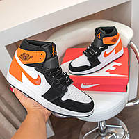 Nike Air Jordan белые с оранжевым кросівки найк аір джордан аир