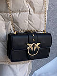 Жіноча класична сумка на ланцюжку крос-боді через плече з пташками чорна, фото 2