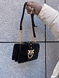 Жіноча класична сумка на ланцюжку крос-боді через плече з пташками чорна, фото 5