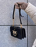 Жіноча класична сумка на ланцюжку крос-боді через плече з пташками чорна, фото 8