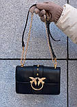 Жіноча класична сумка на ланцюжку крос-боді через плече з пташками чорна, фото 9