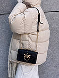 Жіноча класична сумка на ланцюжку крос-боді через плече з пташками чорна, фото 7