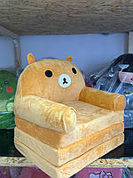 Мягкое детское кресло плюшевое Медведь коричневый, бескаркасное мягкое кресло-диван для детей в комнату