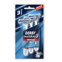 Одноразові бритви з потрійним лезом Derby Samurai Platinum, 3 шт