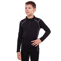 Рашгард детский футболка компрессионная с длинным рукавом Zelart 505 размер 3XS (110-120см) Black-White