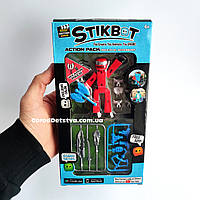 Фигурка Стикбот с оружием человечек для анимационного творчества с аксессуарами для съёмки видео Stikbot