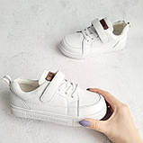 Кросівки, кеди на ліпучці білі спортивні ошатні шкіряні для хлопчика та дівчинки Розмір 31-37, фото 4