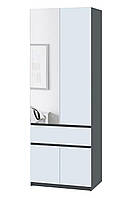 Современный стильный маленький двухдверный шкаф 80 см с зеркалом без ручек для одежды Брайт 800 Антрацит+Белый