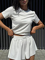 Легкий женский костюм с шортиками и футболкой из двухнитки Арт. 123