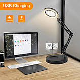 Настільна LED лампа-лупа FS-056-1 на 12 Вт. 2в1 (підставка + струбцина) на USB, фото 3
