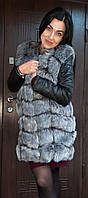 Длинная меховая жилетка с рукавами из ЭКО меха