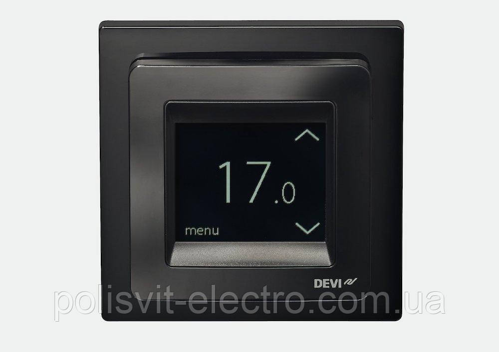 Чорний терморегулятор DEVIreg Touch сенсорний програмований, 16 А.
