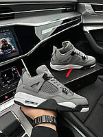 Мужские кроссовки Nike Air Jordan 4 Retro Gray White Найк Аир Джордан 4 серые кожаные демисезон