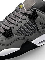 Чоловічі зимові кросівки Nike Air Jordan 4 Retro Grey White winter fur Найк Аір Джордан 4 сірі шкіра з хутром, фото 6