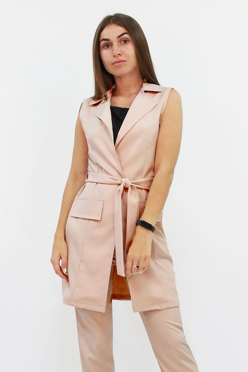 Жіночий подовжений костюм Endru, бежевий, фото 1