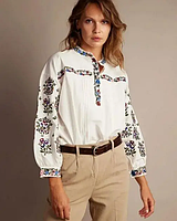 Женская вышитая белая блузка с цветочным орнаментом ESQ 5553, молодежная вышиванка