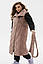 Жилетка жіноча стьобана з косою блискавкою без капюшона Капучино, фото 3