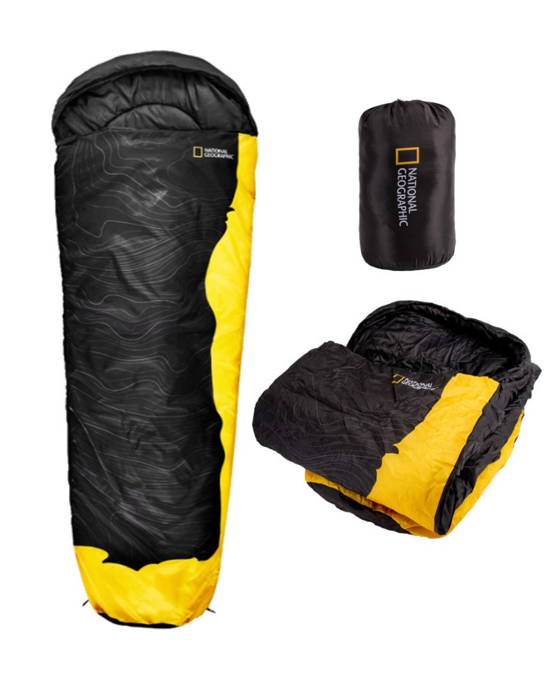 Спальний мішок National Geographic Sleeping Bag 230 x 74 cм black/yellow FDS - фото 4 - id-p2136645743