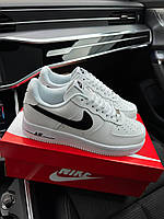 Мужские кроссовки Nike Air Force 1 07 Low Black White Обувь Найк Аир Форс 1 Лов белые повседневные кожа