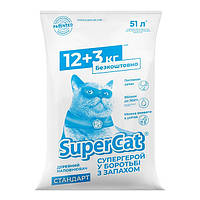 Древесный впитывающий наполнитель для кошачьего туалета SuperCat стандарт 15 кг