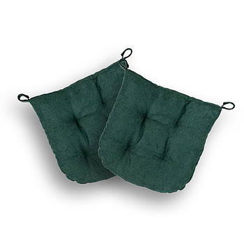 Комплект подушок на стілець 40х40см 2 шт. квадратна на липучках для садових стільців тканина Смарагдовий