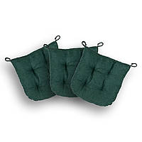 Комплект подушек на стул 40х40см 3 шт. квадратная на липучках для садовых стульев ткань Изумрудный