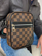 Модная мужская сумка луи виттон через плечо коричневого цвета, сумочка Louis Vuitton из эко кожи на плечо