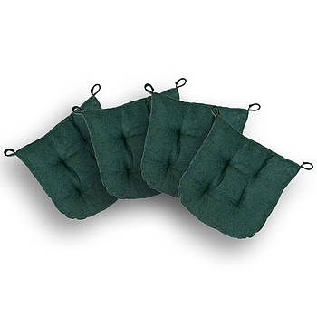 Комплект подушок на стілець 40х40см 4 шт. квадратна на липучках для садових стільців тканина Смарагдовий