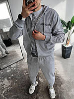 Мужской спортивный костюм с надписью (серый) отличный практичный на весну верх мастерка с капюшоном sarn4