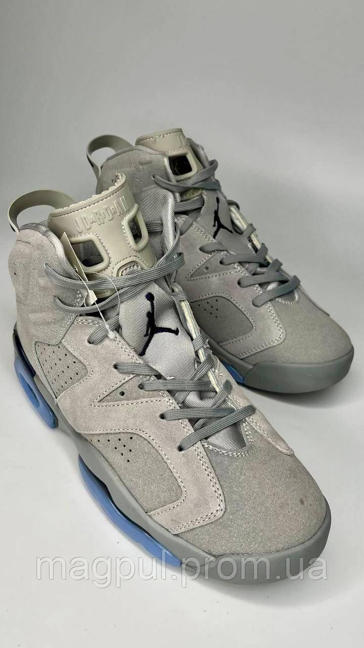 Чоловічі кросівки Nike Air Jordan Retro 6 Gray Sky замшеві.Кросівки демісезон високі(розміри 41-45)