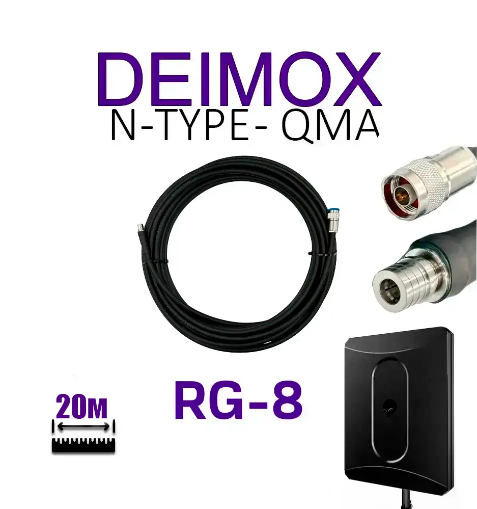 Антенний кабель для Alientech DEIMOX N-Type - QMA, 20 м RG-8