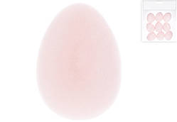 Набір (6шт) декоративних яєць з флоковим напиленням, 3*4см колір - рожевий