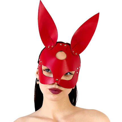 Шкіряна маска Зайчики Art of Sex — Bunny mask, колір Червоний, фото 1