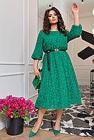 Шифоновое платье миди женское Большого размера Зелёное