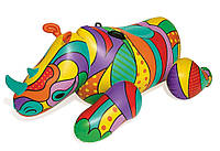 Надувной плотик для плавания и отдыха на воде в виде носорога Bestway 41116 Разноцветный надувной плотик