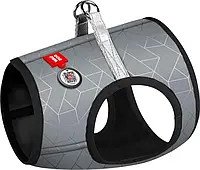 Шлея для собак WAUDOG світловідбивна Clothes з QR-паспортом ХS3 Сіра