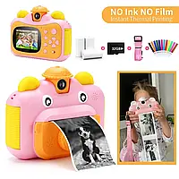 Детская камера с экраном и функцией печати, игрушечный мини фотоаппарат для девочки, питание от аккумулятора