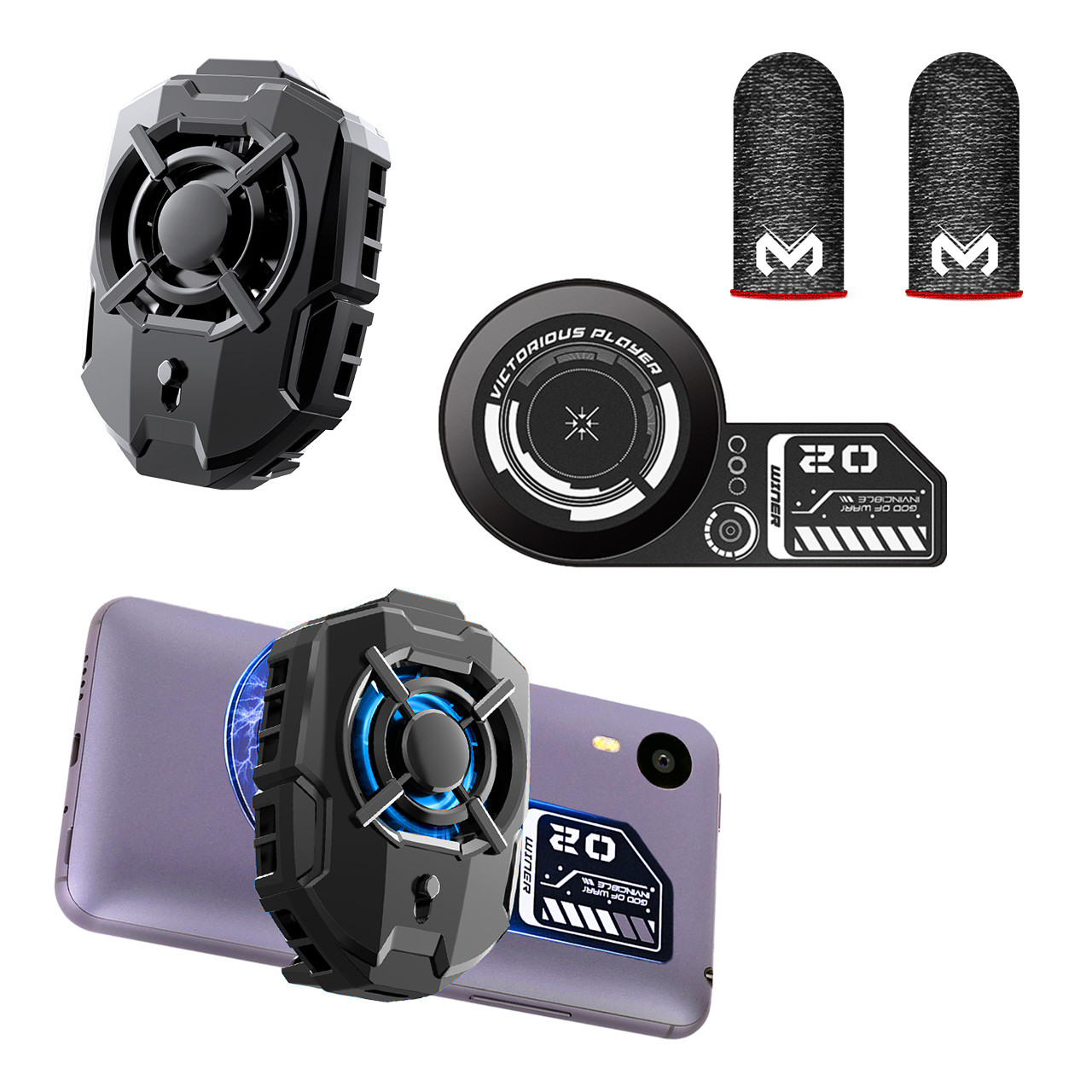 Комплект охолодження телефона MEMO: теплопровідна магнітна пластина VC01 + кулер Пельтьє DLA7 для смартфона напальчники FS01, фото 1